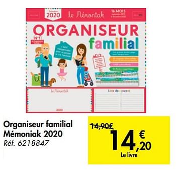 Promotions Organiseur familial mémoniak 2020 - Produit maison - Carrefour  - Valide de 31/07/2019 à 07/09/2019 chez Carrefour