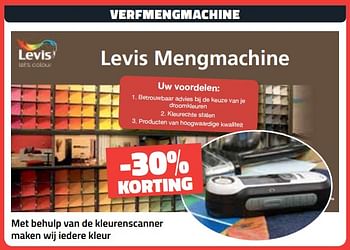 Promotions Verfmengmachine levis mengmachine -30% korting - Levis - Valide de 01/08/2019 à 31/08/2019 chez Bouwcenter Frans Vlaeminck