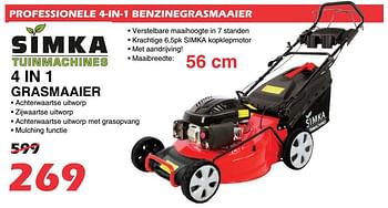 Promoties Simka tuinmachines professionele 4-in-1 benzinegrasmaaier - Simka Tuinmachines - Geldig van 26/07/2019 tot 18/08/2019 bij Itek