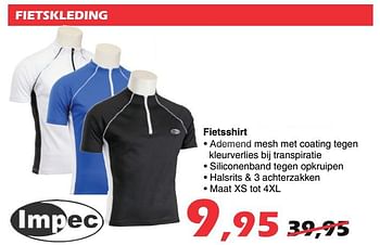 Promoties Fiettsekleding fietsshirt - Impec - Geldig van 26/07/2019 tot 18/08/2019 bij Itek