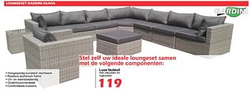 Promoties Loungeset gardini olivia luxe fauteuil - Gardini - Geldig van 26/07/2019 tot 18/08/2019 bij Itek