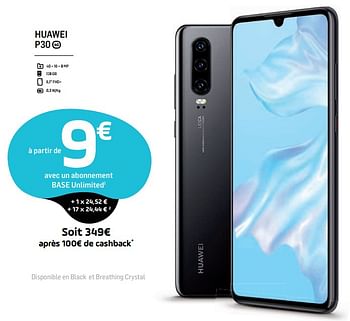 Promotions Huawei p30 - Huawei - Valide de 01/08/2019 à 07/08/2019 chez Base