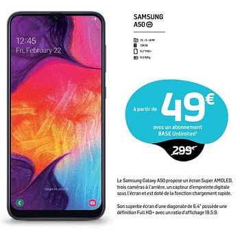 Promotions Samsung a50 - Samsung - Valide de 01/08/2019 à 07/08/2019 chez Base