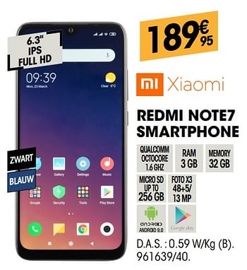 Promoties Xiaomi redmi note7 smartphone - Xiaomi - Geldig van 04/08/2019 tot 22/08/2019 bij Electro Depot