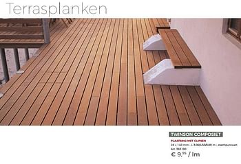 Promoties Terrasplanken twinson composiet - Huismerk - Woodtex - Geldig van 09/08/2019 tot 24/08/2019 bij Woodtex