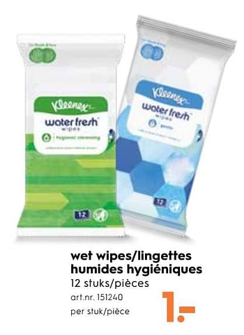 Promotions lingettes humides hygiéniques - Kleenex - Valide de 31/07/2019 à 20/08/2019 chez Blokker