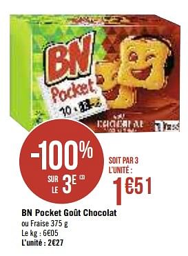 Promoties Bn pocket goût chocolat - BN - Geldig van 06/08/2019 tot 18/08/2019 bij Super Casino