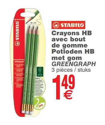 Promoties potloden hb met gom greengraph - Stabilo - Geldig van 06/08/2019 tot 19/08/2019 bij Cora