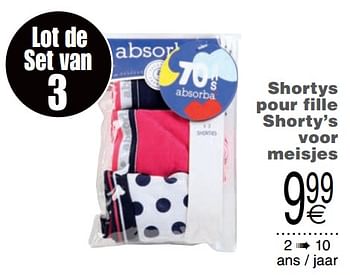 Promoties shorty`s voor meisjes - Absorba - Geldig van 06/08/2019 tot 19/08/2019 bij Cora