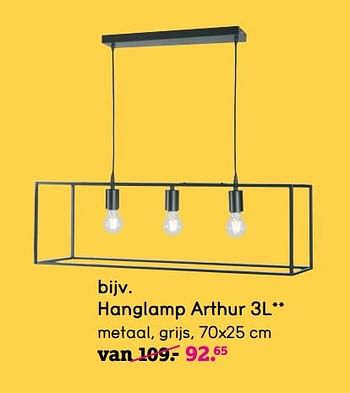 Promoties Hanglamp arthur 3l - Huismerk - Leen Bakker - Geldig van 01/08/2019 tot 25/08/2019 bij Leen Bakker