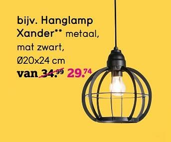Promoties Hanglamp xander - Huismerk - Leen Bakker - Geldig van 01/08/2019 tot 25/08/2019 bij Leen Bakker