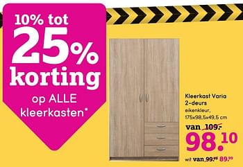 Promotions Kleerkast varia 2-deurs - Produit maison - Leen Bakker - Valide de 01/08/2019 à 25/08/2019 chez Leen Bakker
