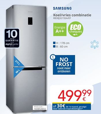 Promoties Samsung koel-vries combinatie rb30j3215sa-ef - Samsung - Geldig van 01/08/2019 tot 14/08/2019 bij Eldi