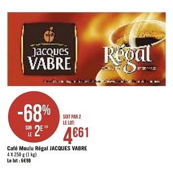 Promoties Café moulu régal jacques vabre - Jacques Vabre - Geldig van 06/08/2019 tot 18/08/2019 bij Géant Casino