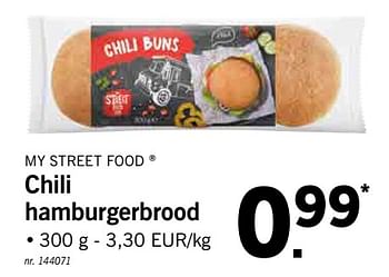 Promoties Chili hamburgerbrood - My Street Food - Geldig van 12/08/2019 tot 17/08/2019 bij Lidl