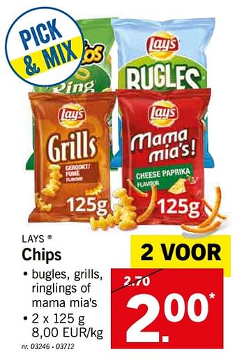 Promoties Chips - Lay's - Geldig van 12/08/2019 tot 17/08/2019 bij Lidl