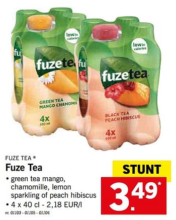 Promoties Fuze tea - FuzeTea - Geldig van 12/08/2019 tot 17/08/2019 bij Lidl