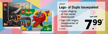 Promotions Lego lego- of duplo bouwpakket - Lego - Valide de 12/08/2019 à 17/08/2019 chez Lidl