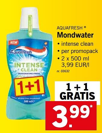 Promoties Mondwater - Aquafresh - Geldig van 12/08/2019 tot 17/08/2019 bij Lidl