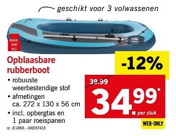Promoties Opblaasbare rubberboot - Huismerk - Lidl - Geldig van 12/08/2019 tot 17/08/2019 bij Lidl