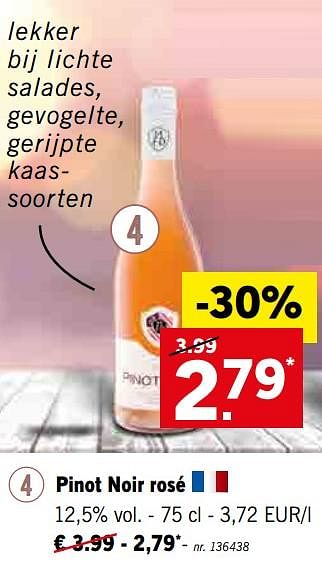 Promoties Pinot noir rosé - Rosé wijnen - Geldig van 12/08/2019 tot 17/08/2019 bij Lidl