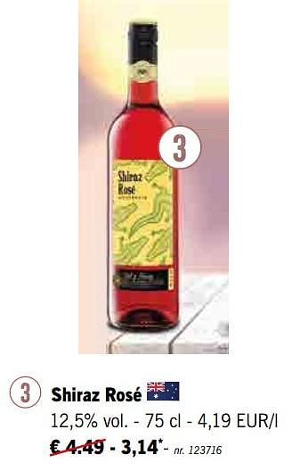Promoties Shiraz rosé - Rosé wijnen - Geldig van 12/08/2019 tot 17/08/2019 bij Lidl