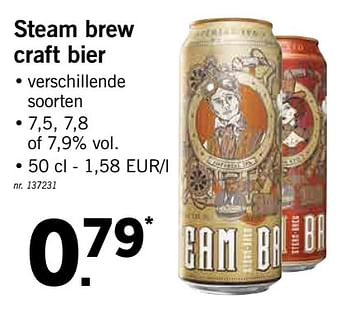 Promoties Steam brew craft bier - Huismerk - Lidl - Geldig van 12/08/2019 tot 17/08/2019 bij Lidl