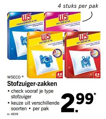 Promoties Stofzuiger-zakken - W5 - Geldig van 12/08/2019 tot 17/08/2019 bij Lidl
