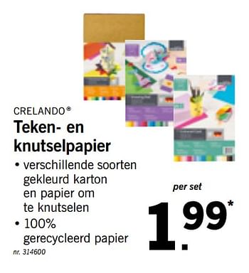 Promoties Teken- en knutselpapier - Crelando - Geldig van 12/08/2019 tot 17/08/2019 bij Lidl