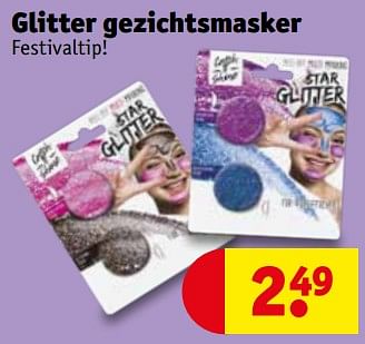 Promoties Glitter gezichtsmasker - Huismerk - Kruidvat - Geldig van 06/08/2019 tot 18/08/2019 bij Kruidvat