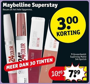 Promoties Maybelline superstay superstay matte ink lipstick - Maybelline - Geldig van 06/08/2019 tot 18/08/2019 bij Kruidvat