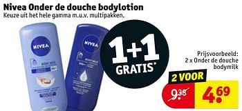 Promoties Nivea onder de douche bodylotion - Nivea - Geldig van 06/08/2019 tot 18/08/2019 bij Kruidvat