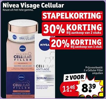 Promoties Nivea visage cellular cellular filler ampullen - Nivea - Geldig van 06/08/2019 tot 18/08/2019 bij Kruidvat