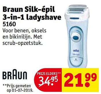 Promoties Braun silk-épil 3-in-1 ladyshave 5160 - Braun - Geldig van 06/08/2019 tot 18/08/2019 bij Kruidvat