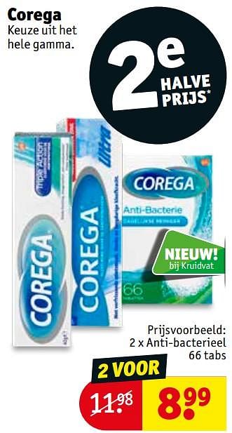 Promotions Corega anti-bacterieel - Corega - Valide de 06/08/2019 à 18/08/2019 chez Kruidvat