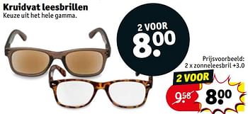Promoties Kruidvat leesbrillen zonneleesbril +3.0 - Huismerk - Kruidvat - Geldig van 06/08/2019 tot 18/08/2019 bij Kruidvat
