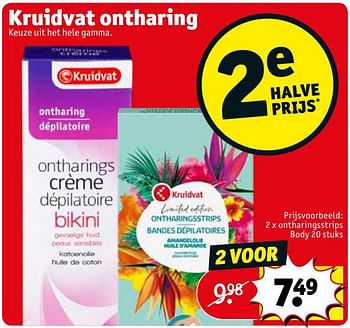 Promoties Kruidvat ontharing ontharingsstrips body - Huismerk - Kruidvat - Geldig van 06/08/2019 tot 18/08/2019 bij Kruidvat