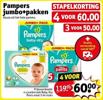 Promotions Pampers jumbo+pakken jumbo+pak baby-dry pants - Pampers - Valide de 06/08/2019 à 18/08/2019 chez Kruidvat