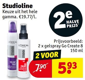 Promoties Studioline gelspray go create 8 - Huismerk - Kruidvat - Geldig van 06/08/2019 tot 18/08/2019 bij Kruidvat