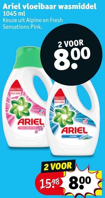 Promoties Ariel vloeibaar wasmiddel - Ariel - Geldig van 06/08/2019 tot 18/08/2019 bij Kruidvat