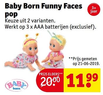 Promoties Baby born funny faces pop - Baby Born - Geldig van 06/08/2019 tot 18/08/2019 bij Kruidvat
