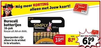 Promoties Duracell batterijen - Duracell - Geldig van 06/08/2019 tot 18/08/2019 bij Kruidvat