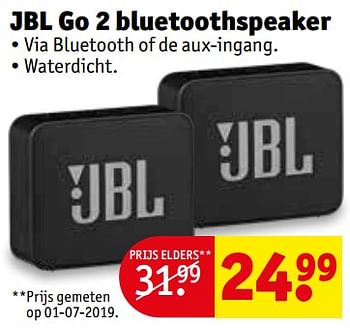 Promoties Jbl go 2 bluetoothspeaker - JBL - Geldig van 06/08/2019 tot 18/08/2019 bij Kruidvat