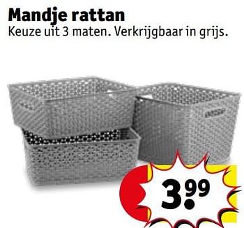 Promoties Mandje rattan - Huismerk - Kruidvat - Geldig van 06/08/2019 tot 18/08/2019 bij Kruidvat