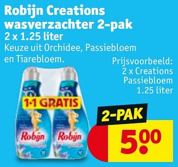 Promoties Robijn creations wasverzachter creations passiebloem - Robijn - Geldig van 06/08/2019 tot 18/08/2019 bij Kruidvat