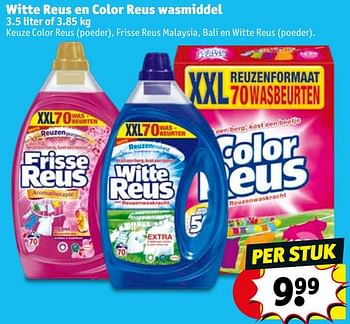 Promotions Witte reus en color reus wasmiddel - Witte reus - Valide de 06/08/2019 à 18/08/2019 chez Kruidvat