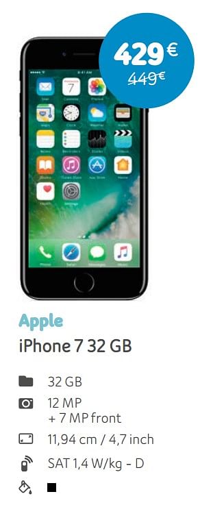 Promoties Apple iphone 7 32 gb - Apple - Geldig van 05/08/2019 tot 22/09/2019 bij Telenet