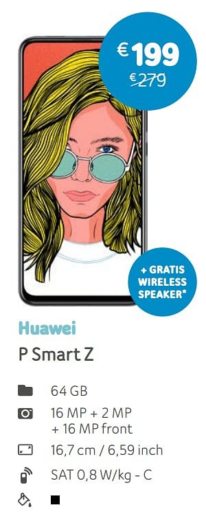 Promoties Huawei p smart z - Huawei - Geldig van 05/08/2019 tot 22/09/2019 bij Telenet
