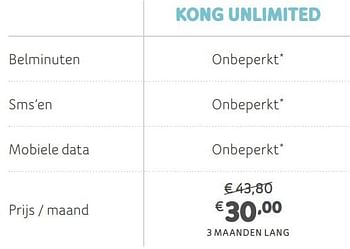 Promoties Kong unlimited - Huismerk - Telenet - Geldig van 05/08/2019 tot 22/09/2019 bij Telenet
