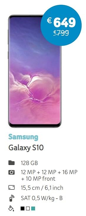 Promotions Samsung galaxy s10 - Samsung - Valide de 05/08/2019 à 22/09/2019 chez Telenet
